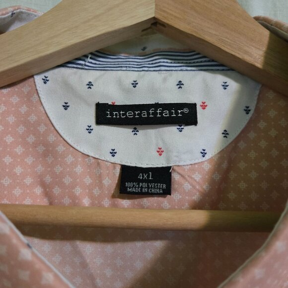 Interaffair shirt mens 4XL pink w/ white diamond short-sleeve button-down NWT - Picture 3 of 9